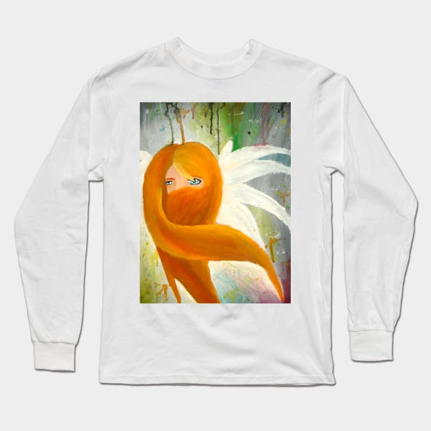 Angel Watching Over Me Long Sleeve T-Shirt by Not Meow Designs 